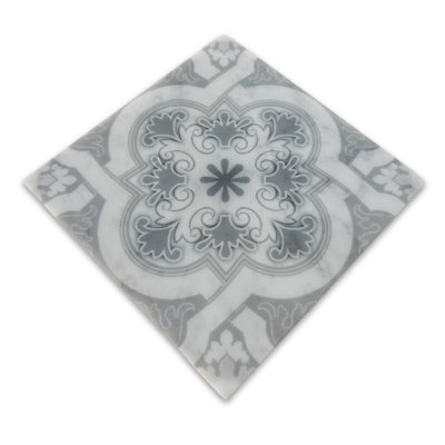 Carrelage gravé au laser marbre gris de Carrare Serene Crest 6 po x 6 po