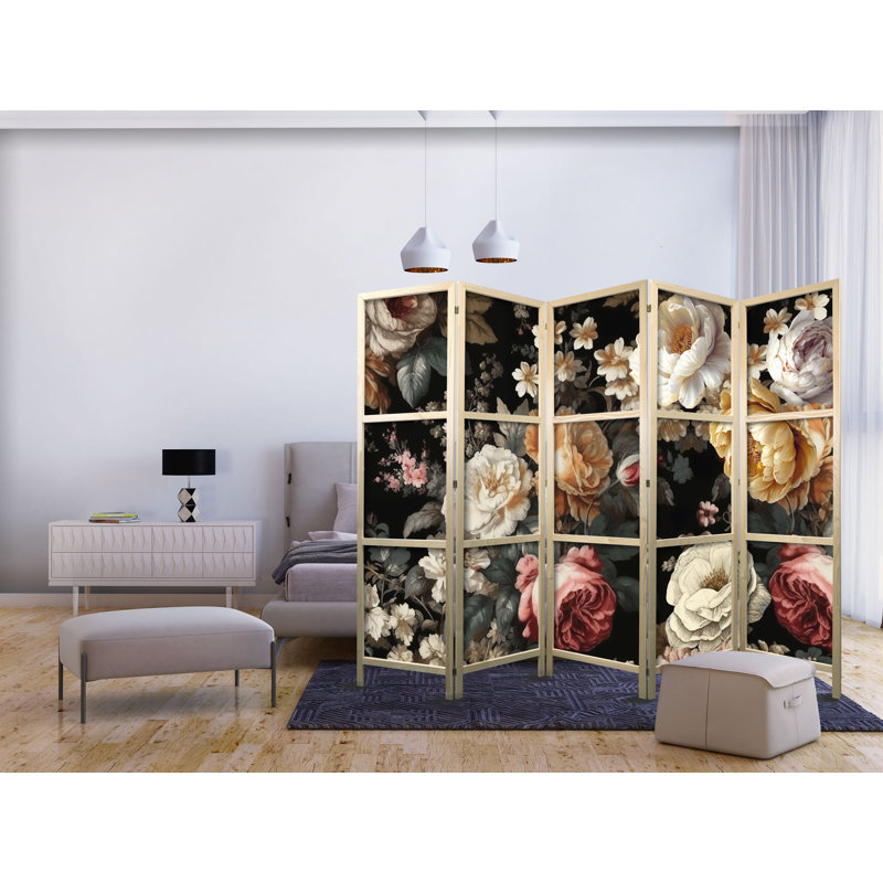 171cm H Solid Wood Folding Room Divider, 171cm H x 225cm W x 1.2cm D, 5