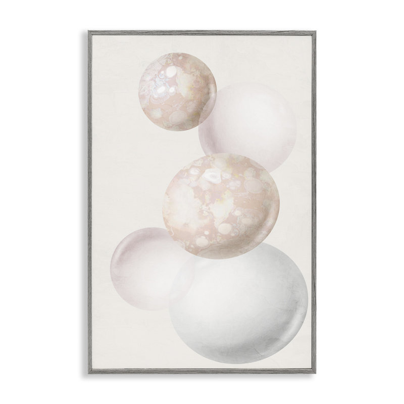 «Round Neutral Orbs», art de la giclée blanche encadrée par Anne Bailey, Estampe numérique Farmhouse, H 18 po x l 12 po