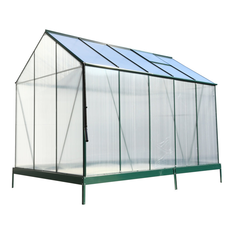 Serre en polycarbonate à structure en aluminium avec conception sans rendez-vous, 6,3 pi x 10,2 pi x 7 pi, Natural