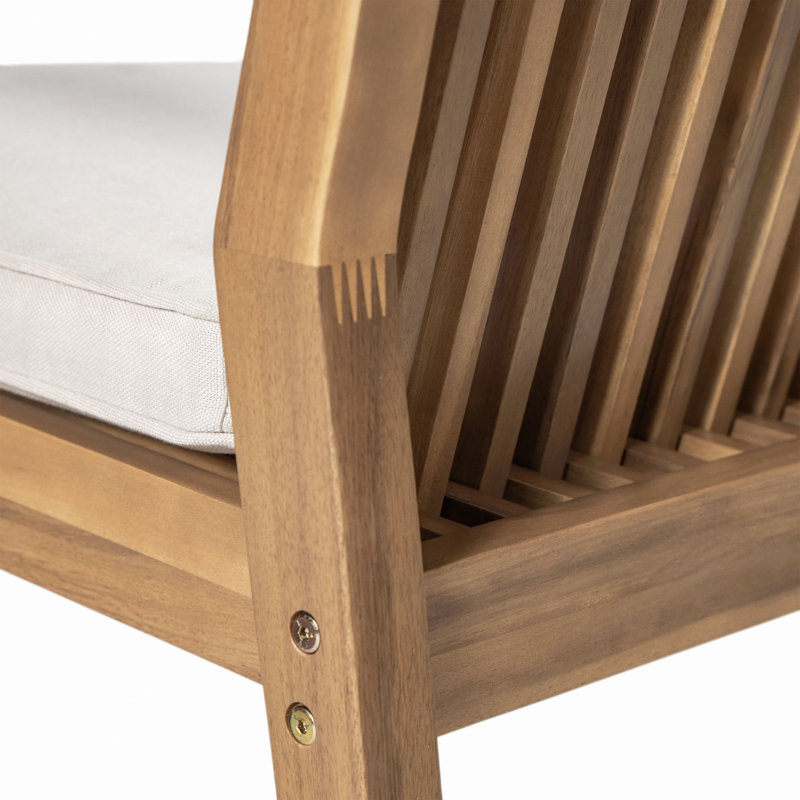 Ensemble de 2 chaises de patio - Bois d'acacia robuste, siège imperméable confortable, structure d'une capacité de 400 lb