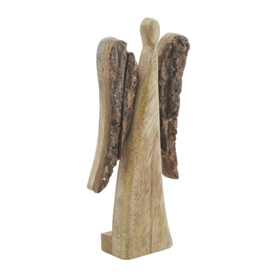 Petit ange en bois naturel et foncé 9,5 x 4 x 1,5