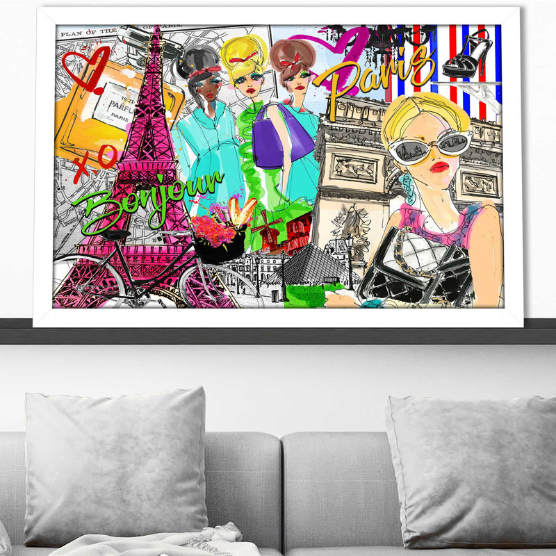 «Take Me To Paris (Horizontal)» par Jodi - impression, Cadre blanc, H 33,5 po x l 49,5 po x P 1 po