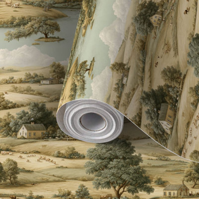 Papier peint auto-adhésif à motif de campagne pour animaux peints et collés 17,7 po x 118 po (45 x 300 cm) auto-adhésif et amovible