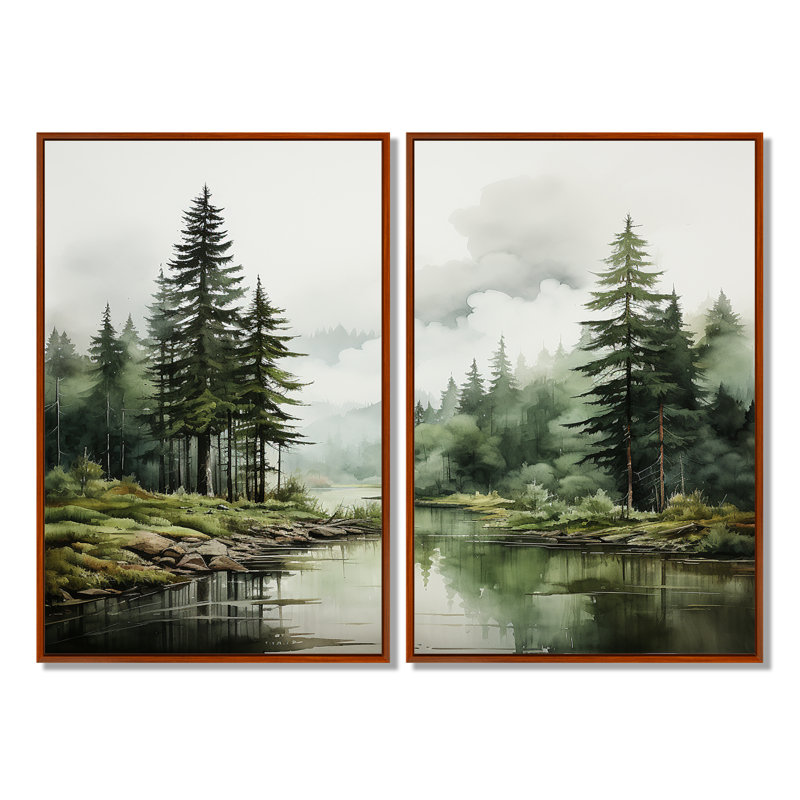 Pin, Silent Wilderness - Pin, art mural, 36" H x 48" W, Impression encadrée flottante, Brown