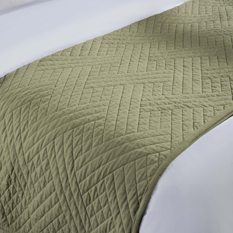 Ensemble de courtepointe et taie d'oreiller en velours de coton Karina, Courtepointe, Sauge