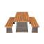 Ensemble repas d'extérieur 3 pièces en bois d'acacia avec pieds en rotin tissé à la main-835809119