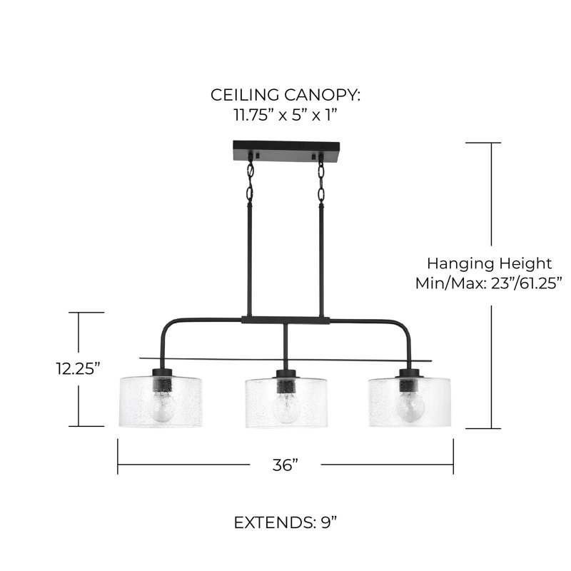 Independent 3 - Light Kitchen Island Pendant, Matte Black
