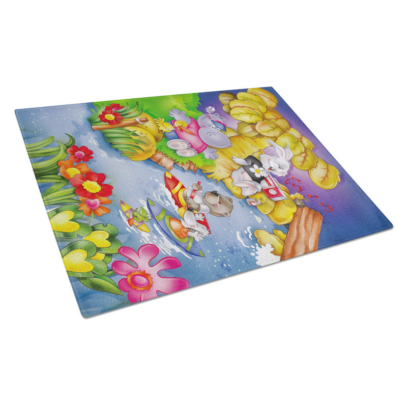 Tempered Glass Animals Kayaking Cutting Board