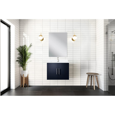 Meuble-lavabo simple - comptoir en culture de l 24 po x P 22 po et miroir de 18 po à fermeture en douceur, espace de rangement spacieux avec résistance aux taches et rangement de 24 po