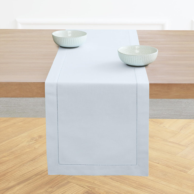 Cotton Linen Hemstitch Table Runner, 36" x 14", Solid Color, Linen