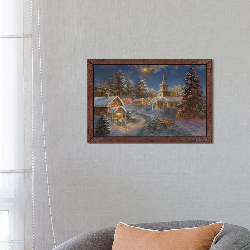 Happy Spirits Await Christmas by Nicky Boehme - Painting on Canvas, Brown Floater Framed, 101.6 cm H x 66.04 cm W
