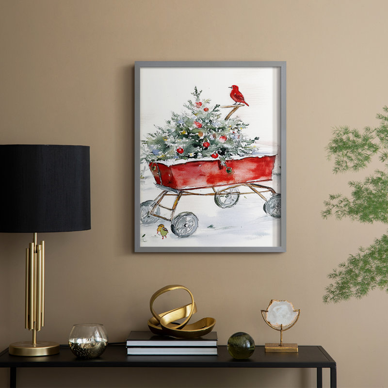 «Christmas Holiday Art Cxxxvi», reproduction d'art encadrée - bois massif, H 11 po x l 9 po, Gris