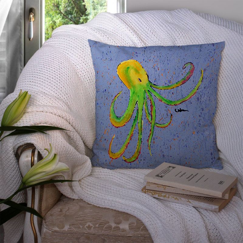  Coussin Octopus on Blue 14 "