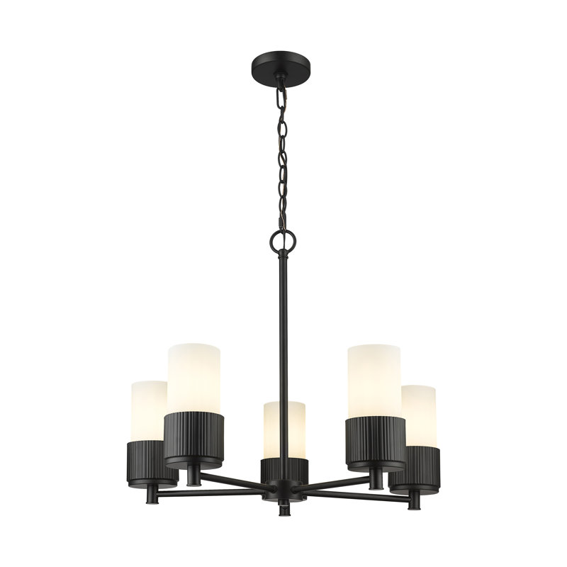 Lustre suspendu 5 lumières Bolivar, Blanc mat, Noir mat