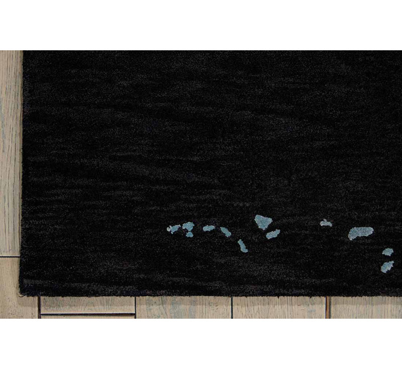 Tapis abstrait bleu / noir Lennear, Tapis de couloir 2 pi 3 po x 8 pi