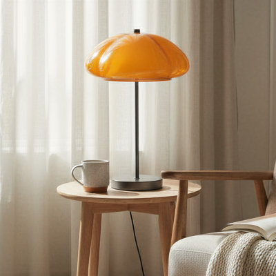 Metal Table Lamp with Glass Shade