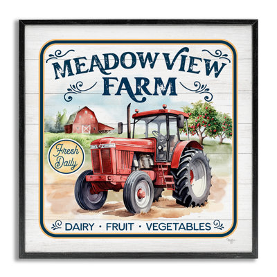 Meadowview Farm Tractor White Framed Giclee Art by Mollie B.