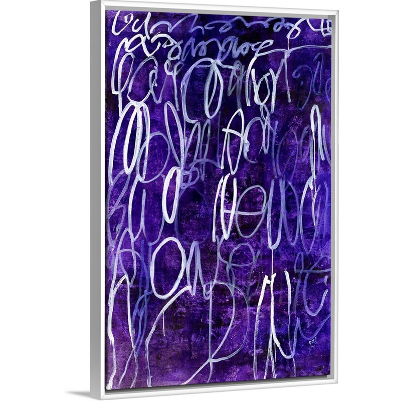 « Script » par Calyton Rabe-reproduction d’art sur toile, Cadre flottant blanc, H 50 po x l 34 po x P 1,75 po
