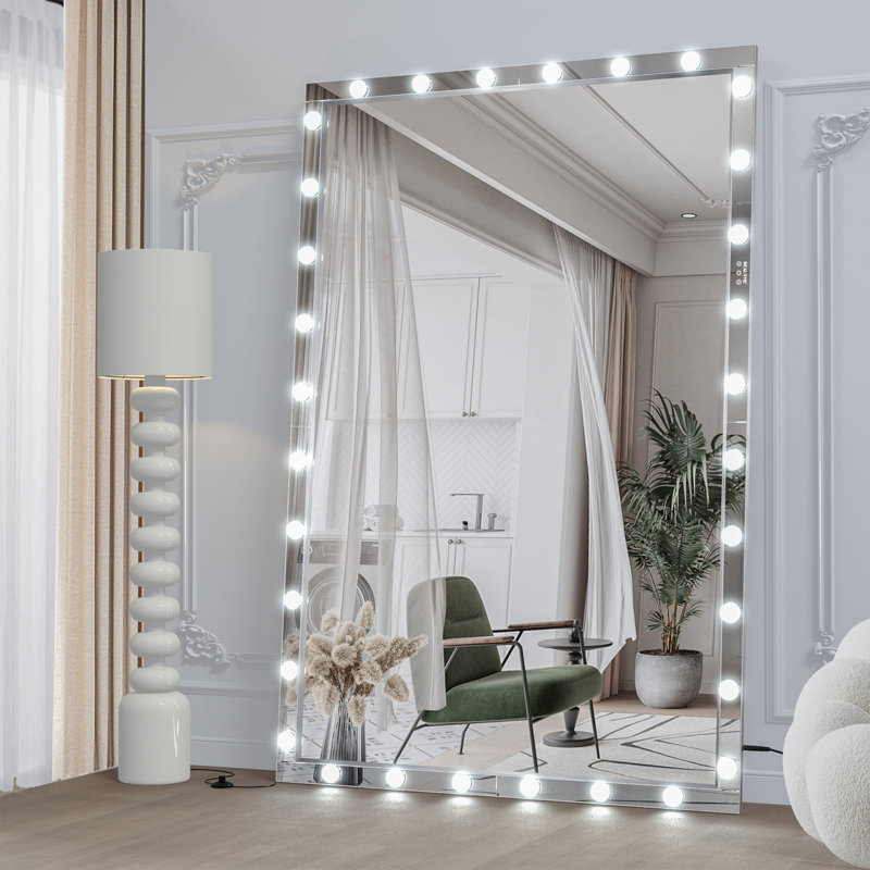Miroir de salle de bain surdimensionné avec lumières surdimensionnées Hollywood, 48 po x 72 po, Or
