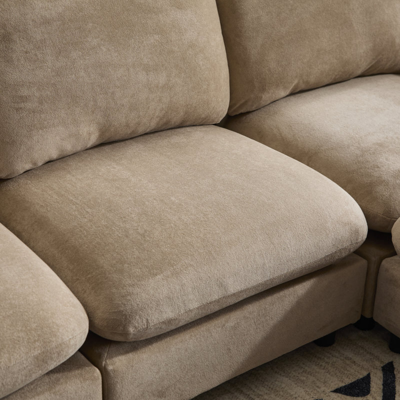 130 In. Oversize 5Piece L Shaped Modular Free Combination Sectional Velvet Sofa Couch With Ottoman For Living Room And Spacious Space, Nomad