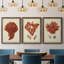 Antique Red Coral I - ensemble de 3 peintures sur toile encadrées-439793267-439793264