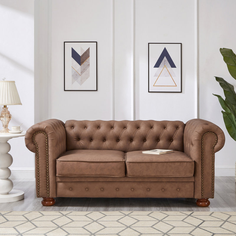 Canapé Chesterfield Modern en similicuir Chesterfield, Brun