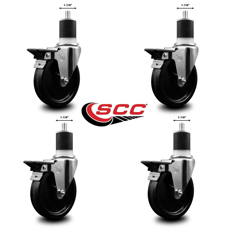 Ensemble de roulettes extensibles pivotantes Phœnol 1-7 / 8 pouces avec frein SCC