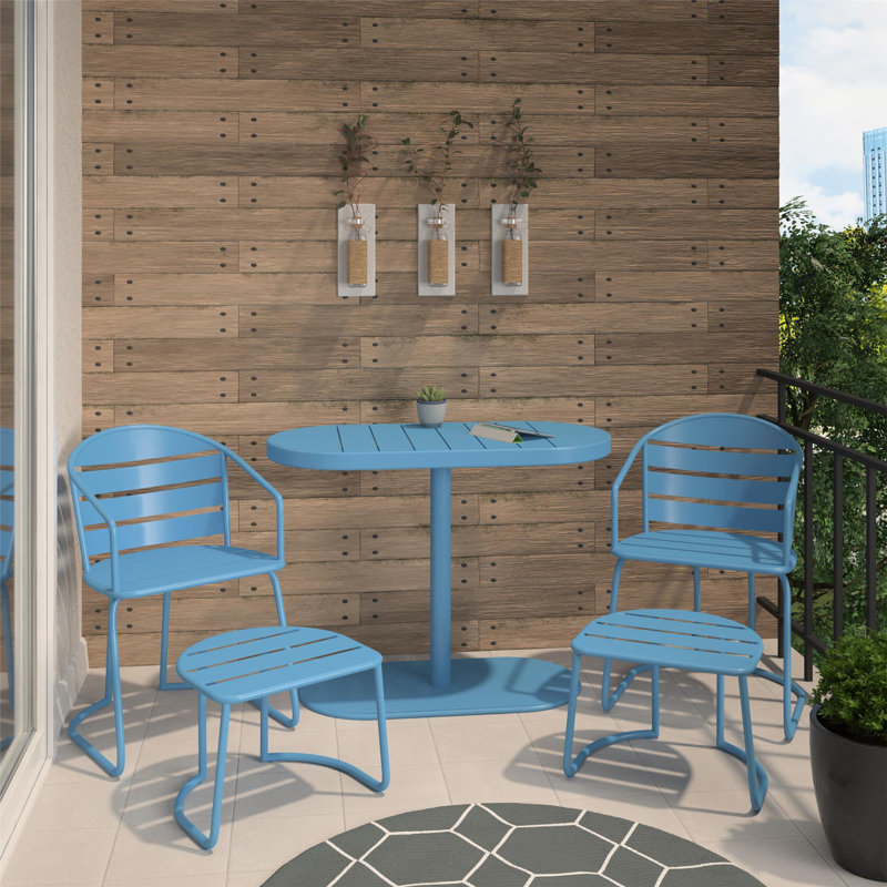 Amyris 2 - Person Patio Dining Set with Oval Table, Turquoise