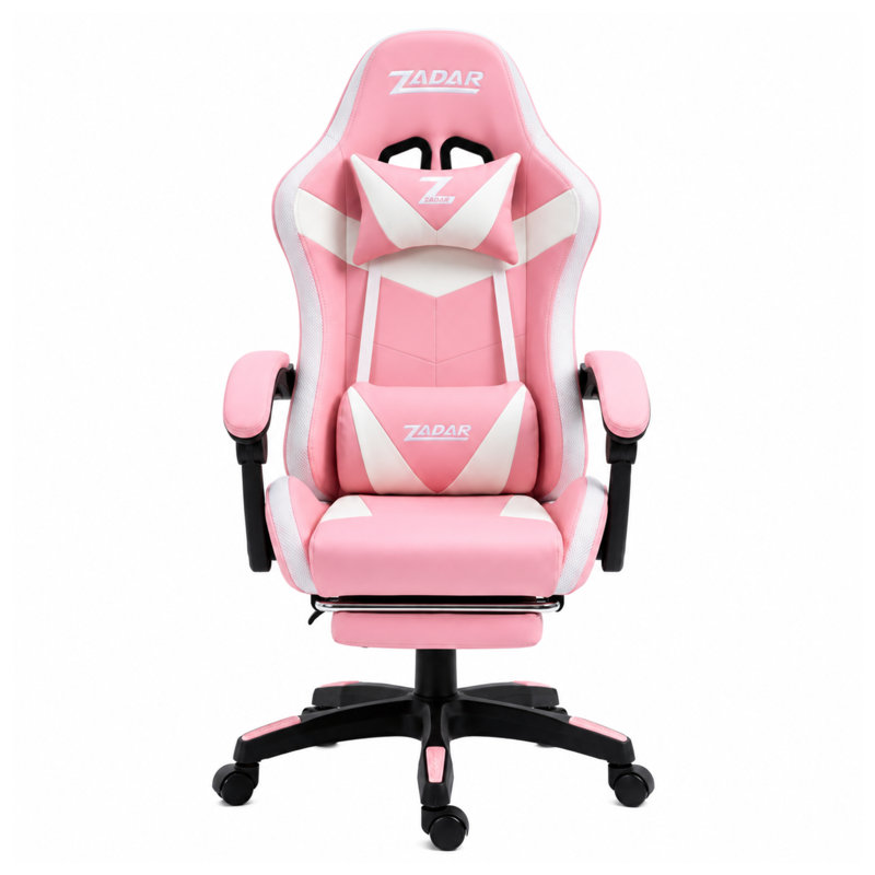 homeluxeinteriors PC & Racing Game Chair, White/Pink