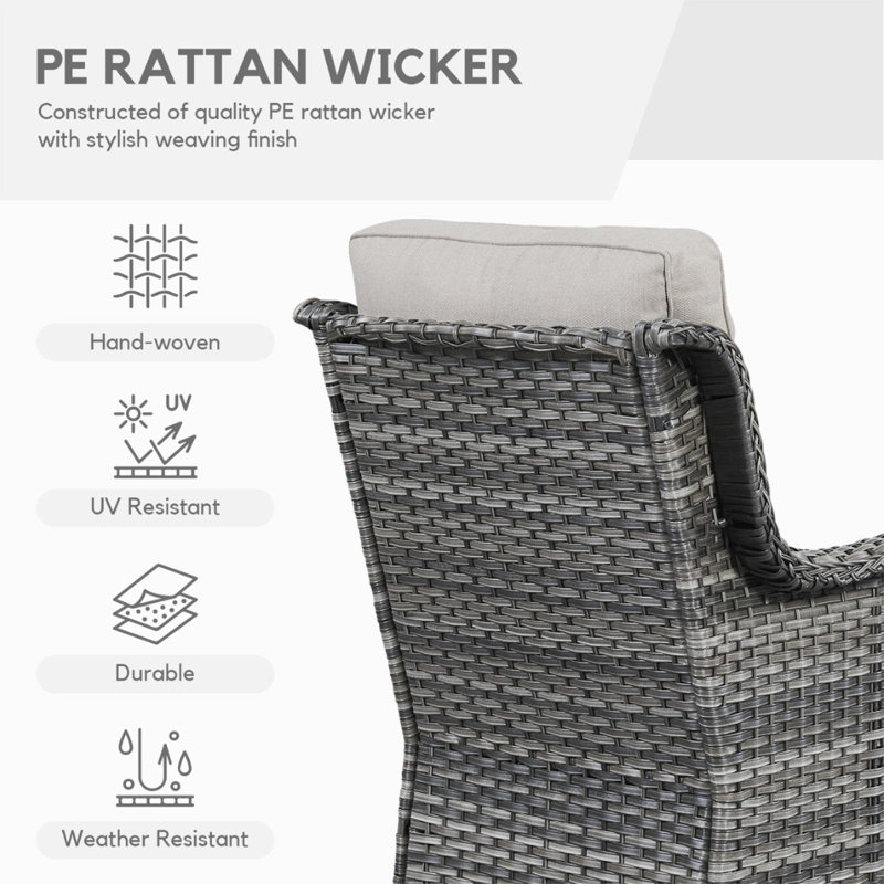 Ensemble de chaises berçantes et pivotantes 360 degrés Mickala, Beige, Gris