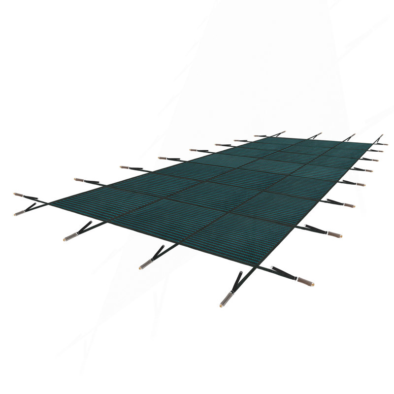 Couverture de sécurité rectangulaire pour piscine creusée 25 'x 45', filet en PP résistant à l'abrasion avec quincaillerie, filet vert