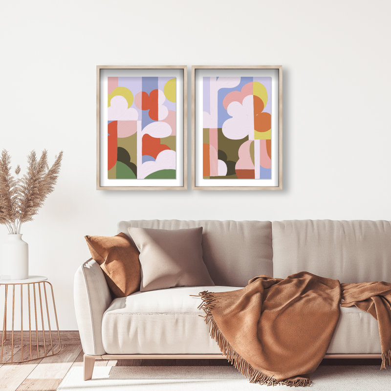 Cloudy Pop Set Set by Oliver Gal, 21"H x 31"W, Natural Oak Shadowbox