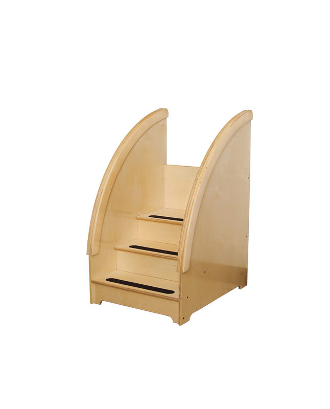 Natural Wood 3-Step Secure Children's Stairs with Handrail
