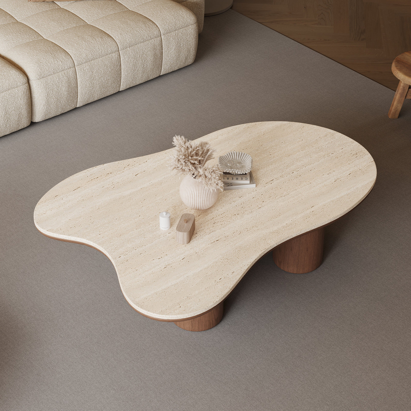 Masiyah Cloud Coffee Table, Light Yellow/Brown