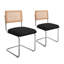 Ensemble de 2 chaises de salle à manger en rotin sans accoudoirs, chaises de cuisine rembourrées en molleton doux avec dossier tissé et pieds robustes en métal doré - sièges peu encombrants pour la salle à manger, coin repas et restaurant, blanc-1191212863-1146006674