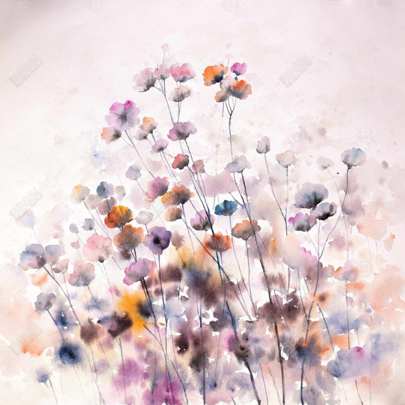 "Fleurs sauvages" sur toile, H 36 po x l 36 po