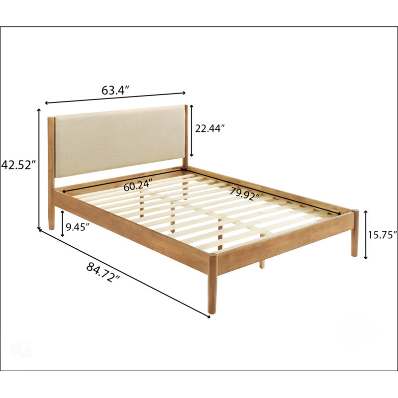 Lit plateforme en bois d'hévéa
