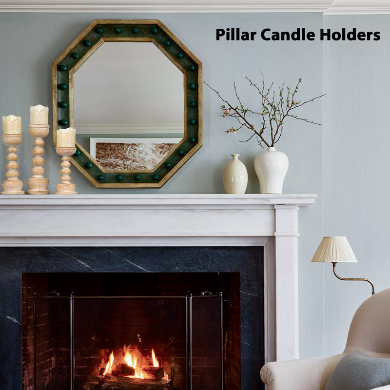 One Allium Way® Set of 3 Tall Pillar Candle Holders: 12", 10", and 8" H ...