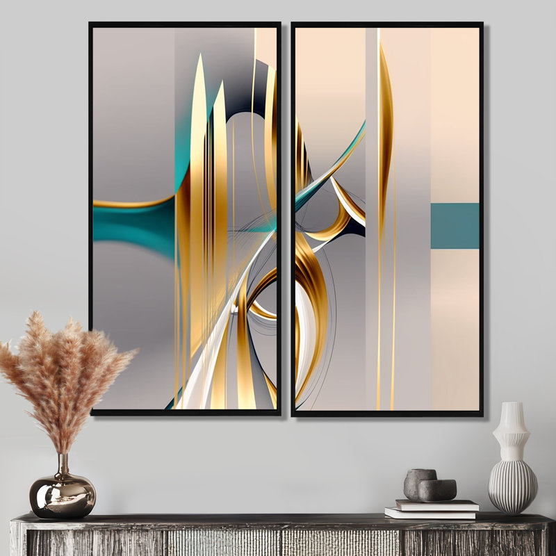 Jannie - art mural doré, H 32 po x l 32 po, Noir, Impression encadrée flottante