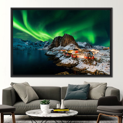 Impression sur toile, "Northern Lights Landscape" - Impression murale décorative inspirée des Lofoten