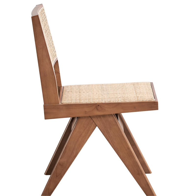 Mid-century Modern Side Chair (2) - Beige And Natural, Stylish Dining Chairs With Breathable Natural (2) Room Chairs, Space Backrests