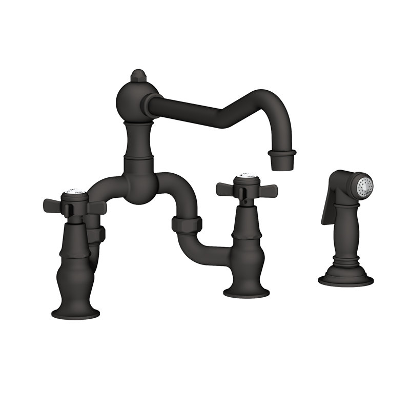 Fairfield Kitchen Bridge Faucet with Side Spray, Flat Black