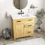 Meuble-lavabo en bois avec cadre en bois massif, 1 porte à fermeture douce, 2 tiroirs à fermeture douce, tablette réglable, armoire de rangement moderne
