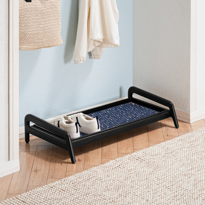 Premium Solid Wood Boot Tray Stand with Natural Coir Mat - Entryway & Mudroom Shoe Organizer