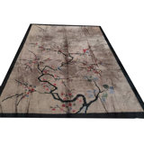 Knotted 1920s Ivory Chinese - Art Deco Rectangle Room Size Wool Antique Rug