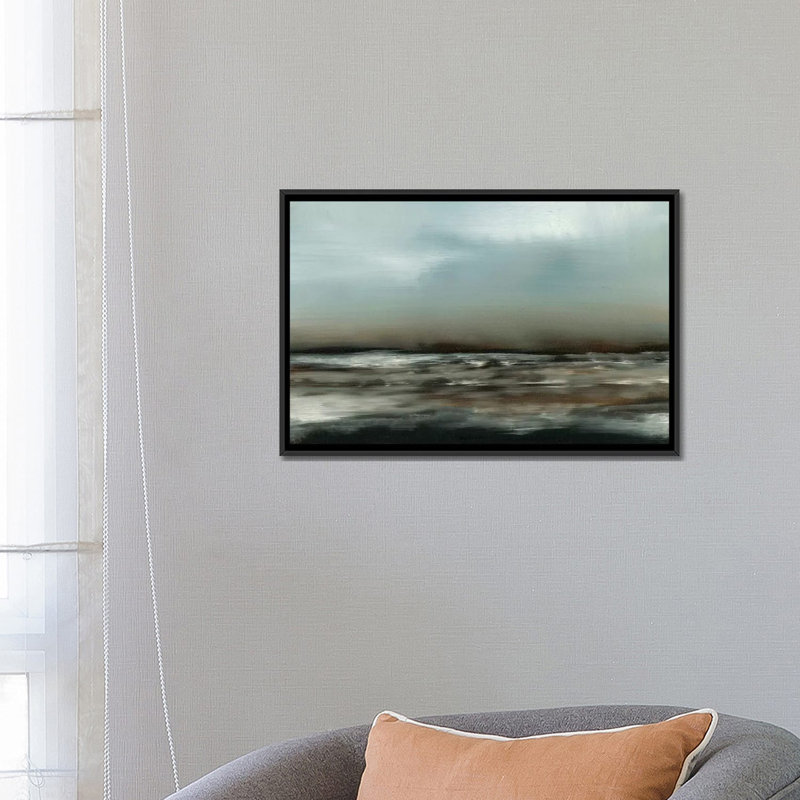 « ocean maré vii », impression sur toile, H 18 po x l 26 po x P 1,5 po, Toile avec cadre noir, Pas de tapis