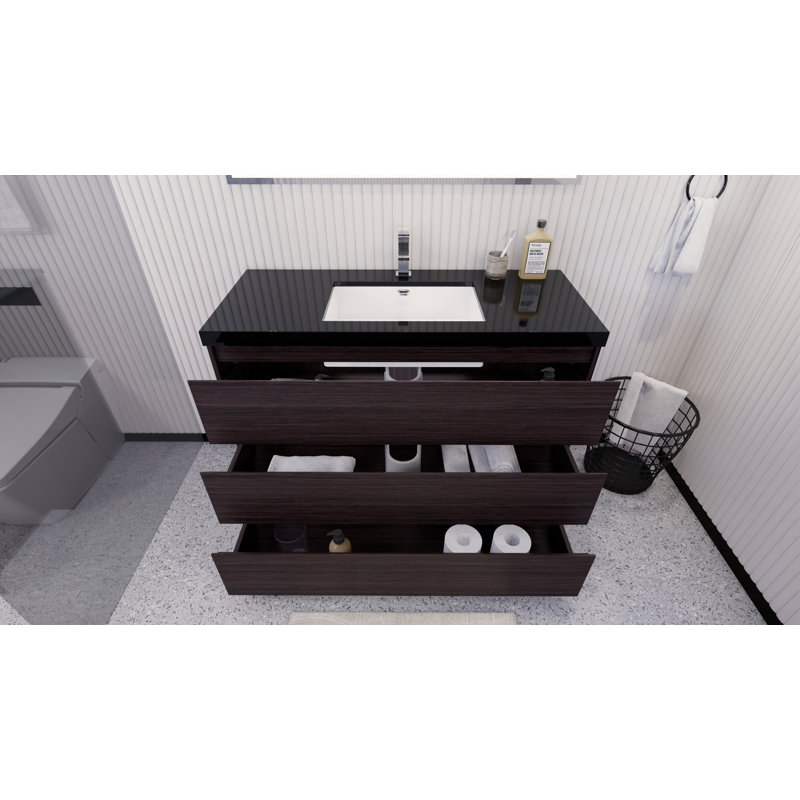 Reyes 47'' Single Bathroom Vanity Base Only, Dark Gray Oak