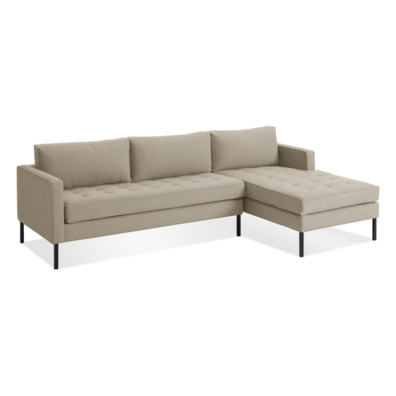 Paramount Chaise Sectional, Black, Sanford Oatmeal Basketweave, Right Hand Facing
