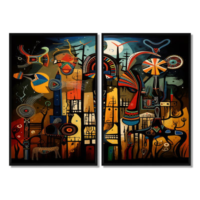 Abstract Sub-Saharan Landscape - Red Canvas Prints